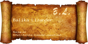 Balika Lizander névjegykártya